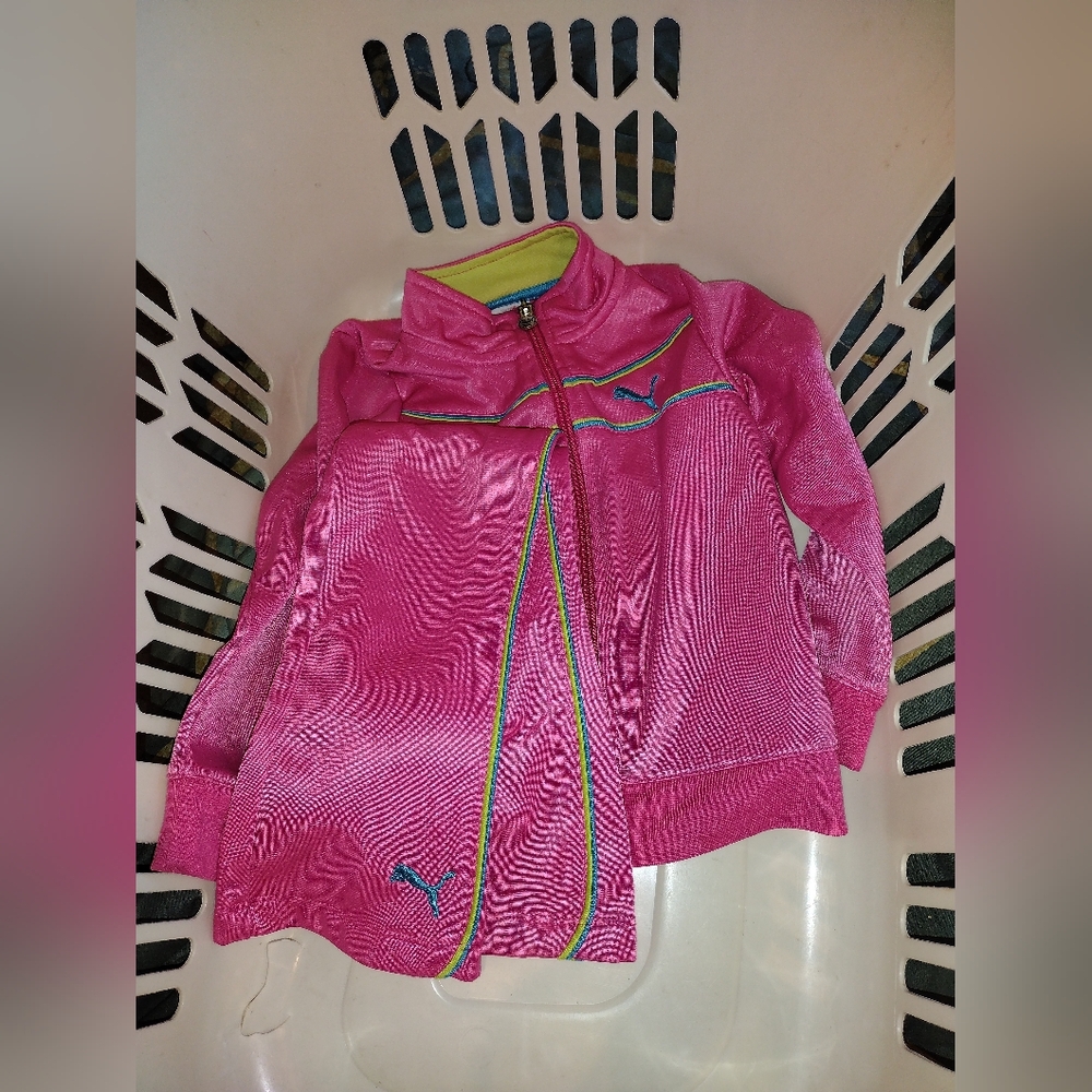 Puma Vibrant Pink Jacket with Lime Highlights (24M) – Toddler Zip-Up Activewear